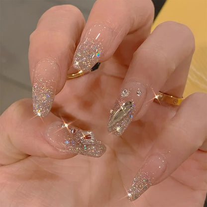 Pink Rhinestone Coffin Press-On Nails