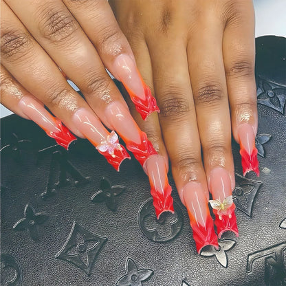 Leopard Cherry Rhinestone Press-On Nails