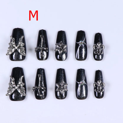 Black Bowknot Short Press-On Nails