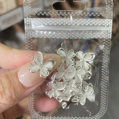 Pink Butterfly Zircon Nail Charms 10pc