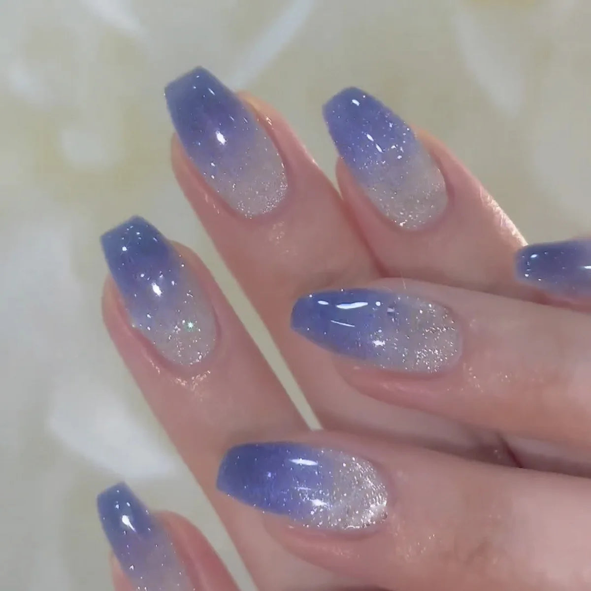 Blue Gradient Cat Eye Press-On Nails