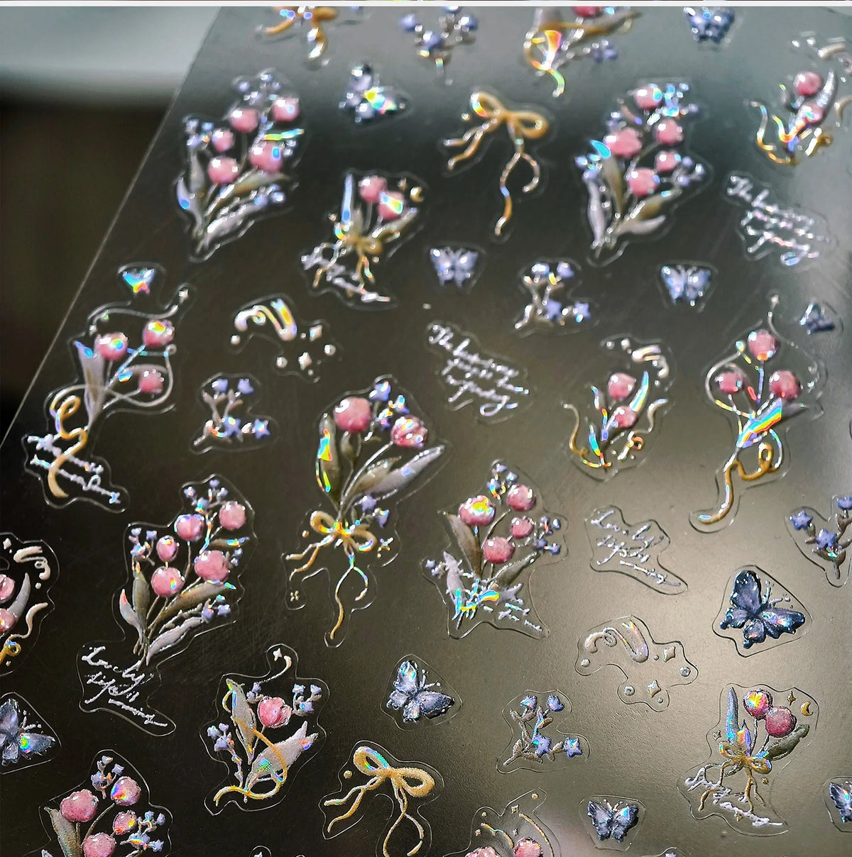 Colorful Floral Nail Art Sticker Summer Garden Motifs Juicy Flower Petals Dimensional Botanical Patterns Adhesive Manicure Decal