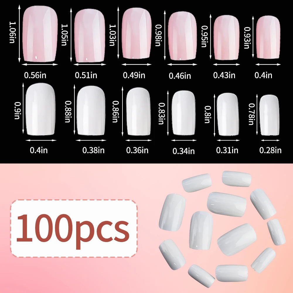 Light Pink Square Press-On Nails 100pc