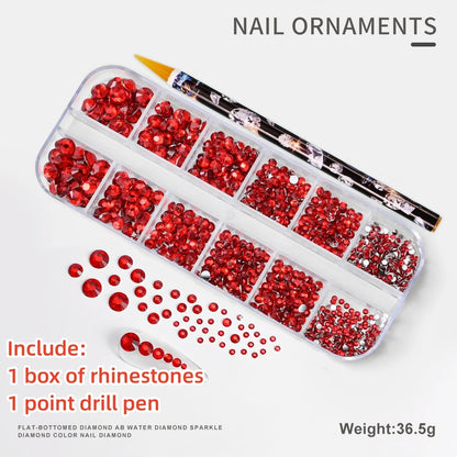 Crystal AB Rhinestone Nail Art Kit 12 Grid