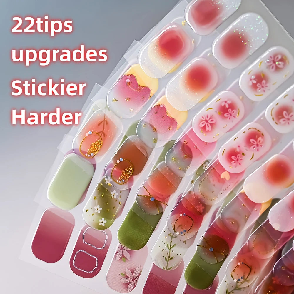 Semi Cured Wraps Fast Gel Nail Sticker Soild Nail Gel Wraps Adhesive Full Cover Gel Nail Decal UV Lamp Cured Manicure Decoration
