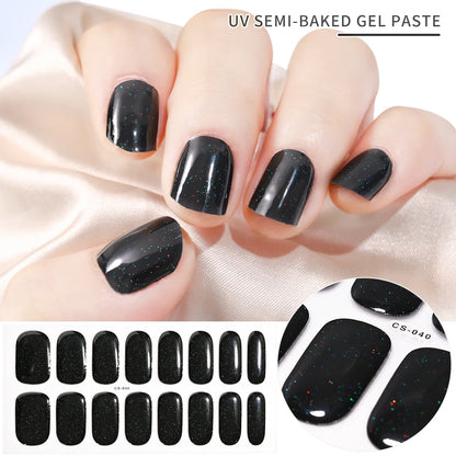 Clear Semi Cured Gel Nail Stickers infused Transparent Gel Polish Slider UV lamp Cured Extended Nails Tip Strips DIY Manicure*T1