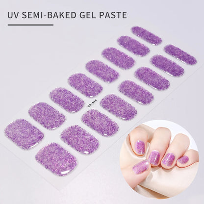 16Tips Semi-cured Gel Nail Stickers Red/Wine Red Nails Gel slider UV lamp Cured Extended Nails DIY Women Nails Decal Decor Gifts