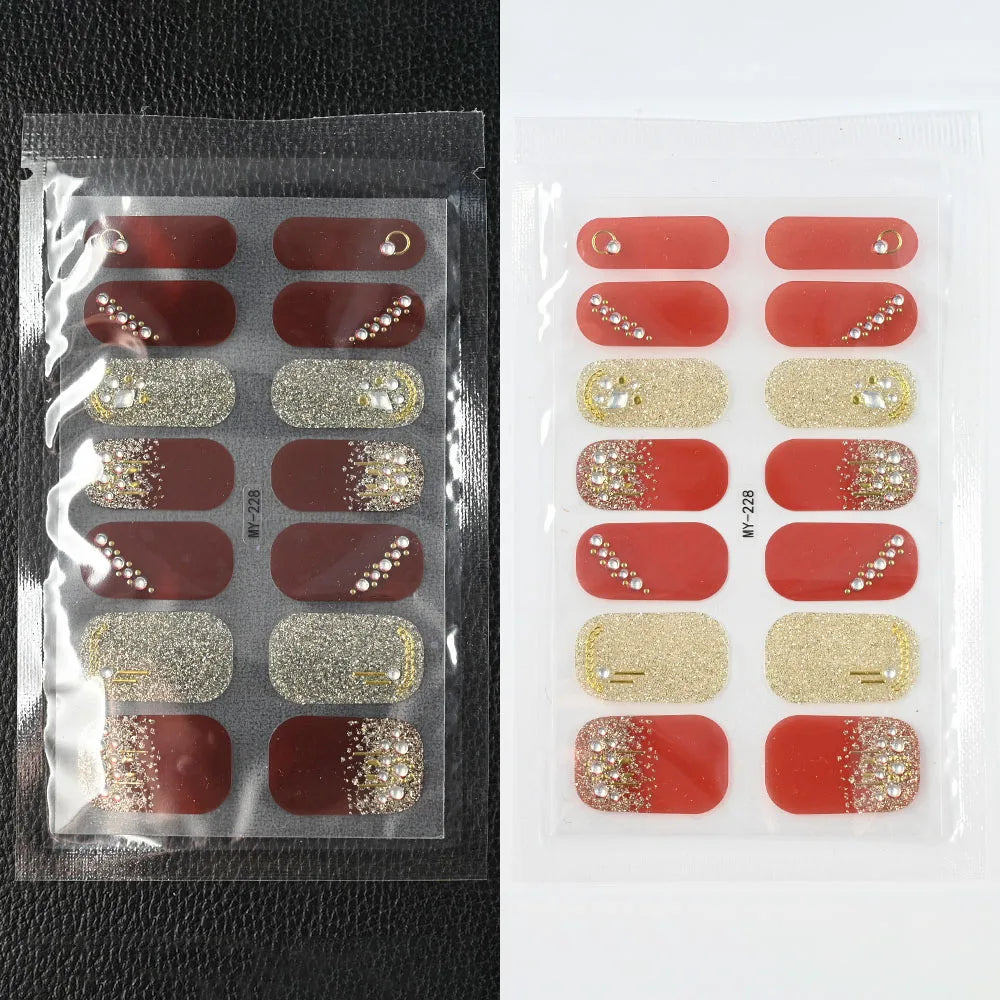 59 Style of Nail Stickers 1Sheet Rhinestones Fashion Nail Wraps Self Adhesive Manicure Decoracion DIY Full Cover Nail Sticker#5-