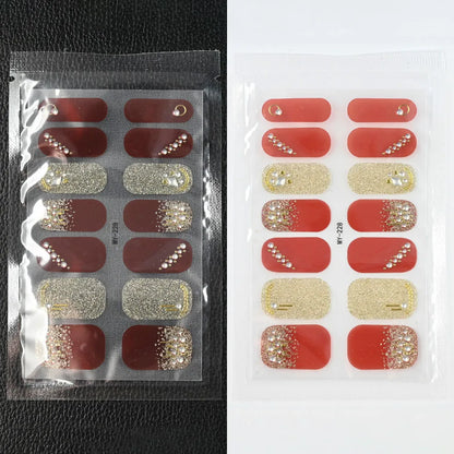 59 Style of Nail Stickers 1Sheet Rhinestones Fashion Nail Wraps Self Adhesive Manicure Decoracion DIY Full Cover Nail Sticker#5-