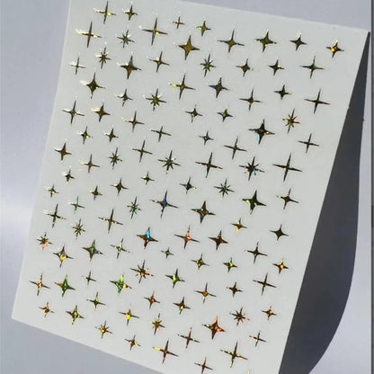 3D Laser Silver/Rose Gold Hollow Cross Star Nail Art Stickers Design Self-Adhesive Hollow Cross Star Nail/Body Art Decor Sticker