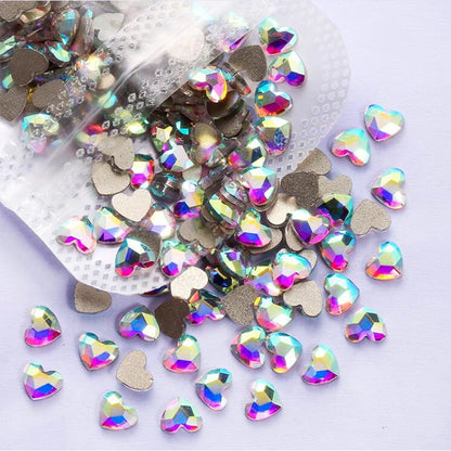 Mini Heart Glass Nail Rhinestones 100pc