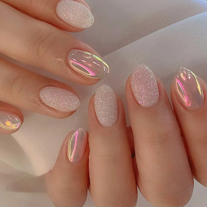 Glitter White French Press-On Nails