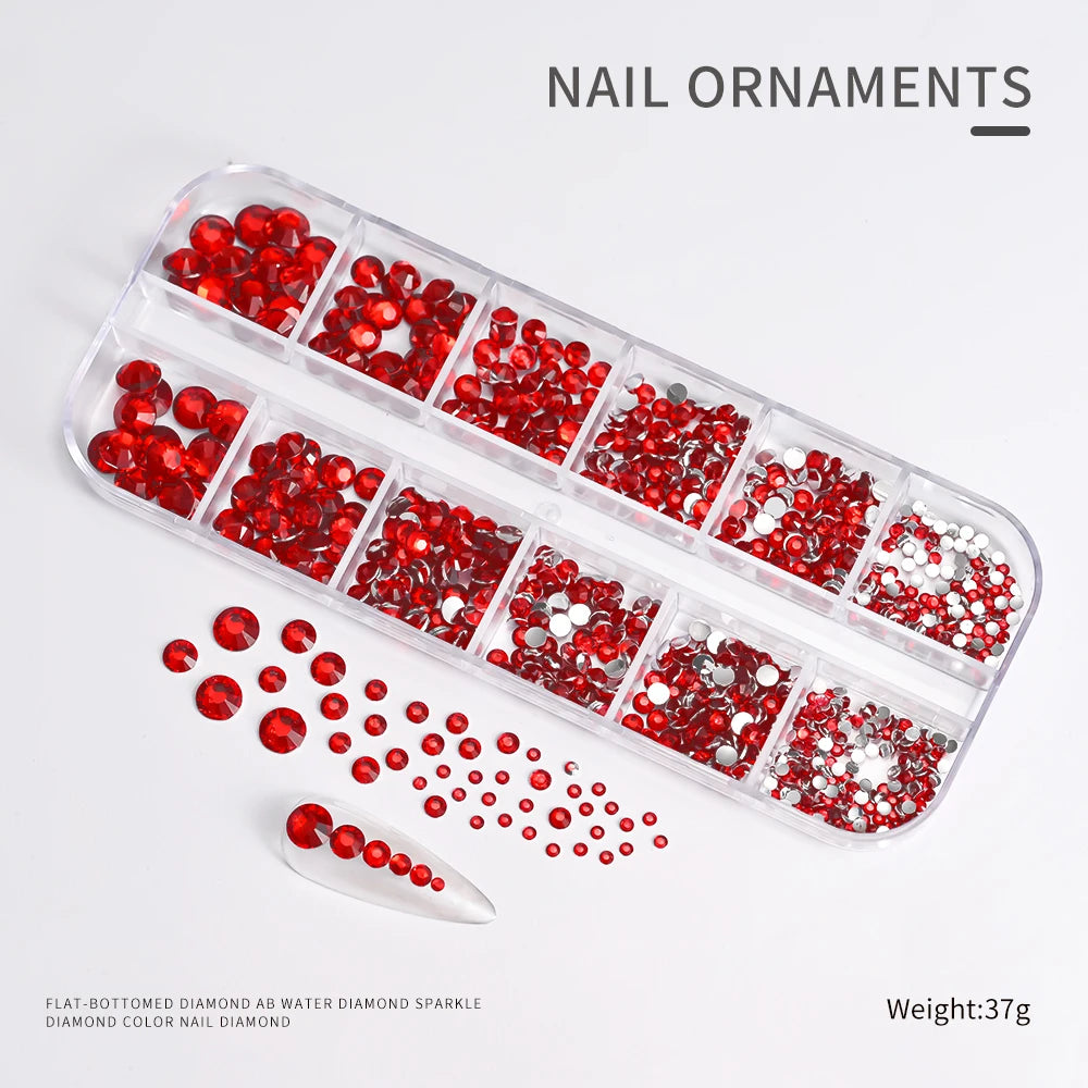 Crystal AB Rhinestone Nail Art Kit 12 Grid