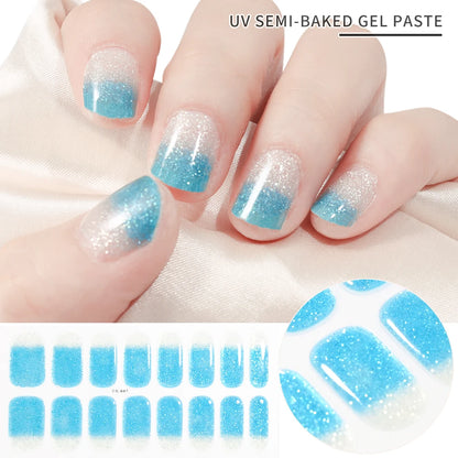 Semi Cured Wraps Fast Gel Nail Sticker Soild Nail Gel Wraps Adhesive Full Cover Gel Nail Decal UV Lamp Cured Manicure Decoration