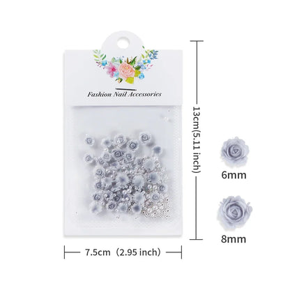 Pink Rose Resin Flower Nail Charms 30pc