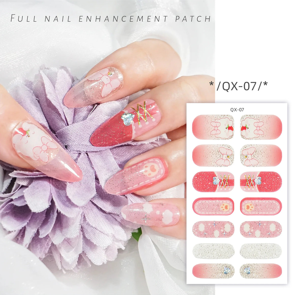 59 Style of Nail Stickers 1Sheet Rhinestones Fashion Nail Wraps Self Adhesive Manicure Decoracion DIY Full Cover Nail Sticker#5-