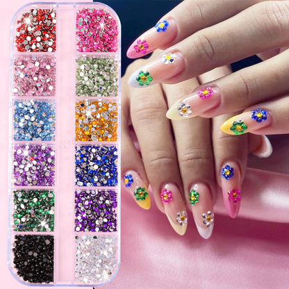 Crystal AB Rhinestone Nail Art Kit 12 Grid