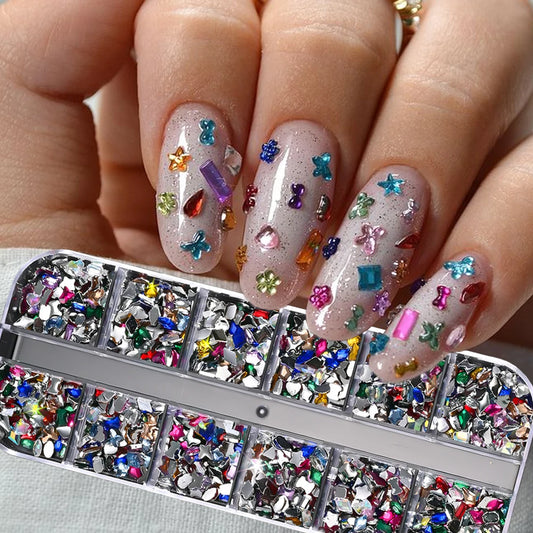 Mixed 3D Mini Nail Rhinestone Gems 12 Grid