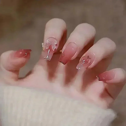 Butterfly Camellia Pearl Press-On Nails