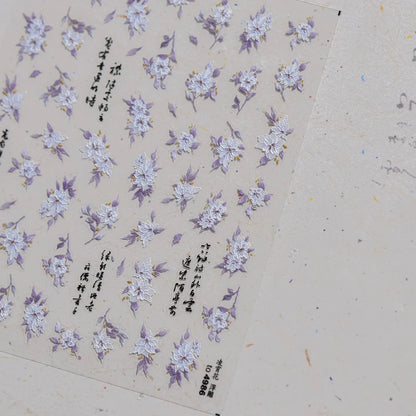 Colorful Floral Nail Art Sticker Summer Garden Motifs Juicy Flower Petals Dimensional Botanical Patterns Adhesive Manicure Decal