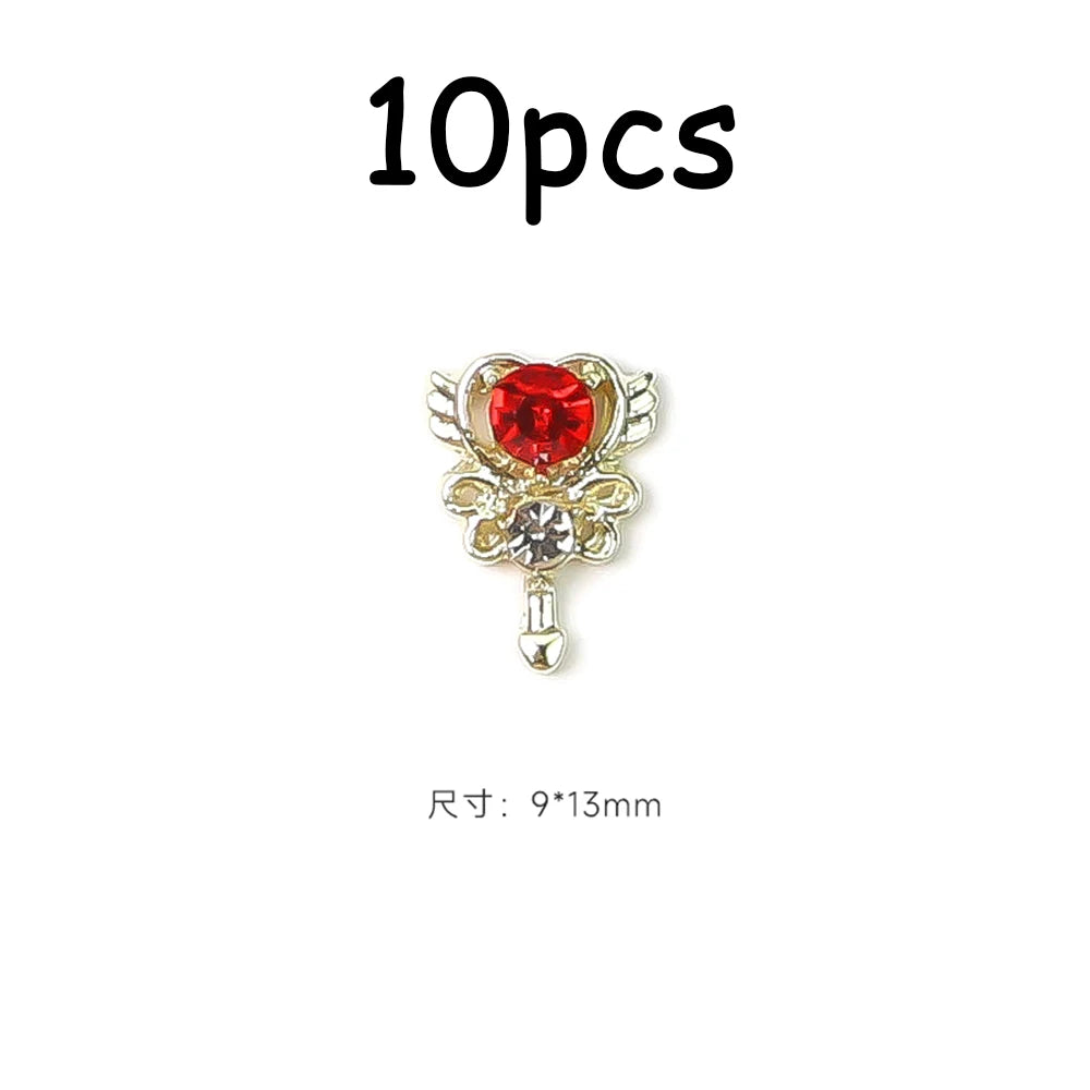 30/20/10PC Pink Ribbon Resin Bow Parts Nail Charms Mix-Style Bow Rhinestone Jewelry 8-12mm Y2K Accessory for DIY Manicure Decora