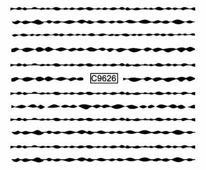 30pcs Black Line Nail Stickers 3D Irregular Line Geometric Pattern Nail Sticker Mysterious Sexy DIY Gothic Style Nail Stickers