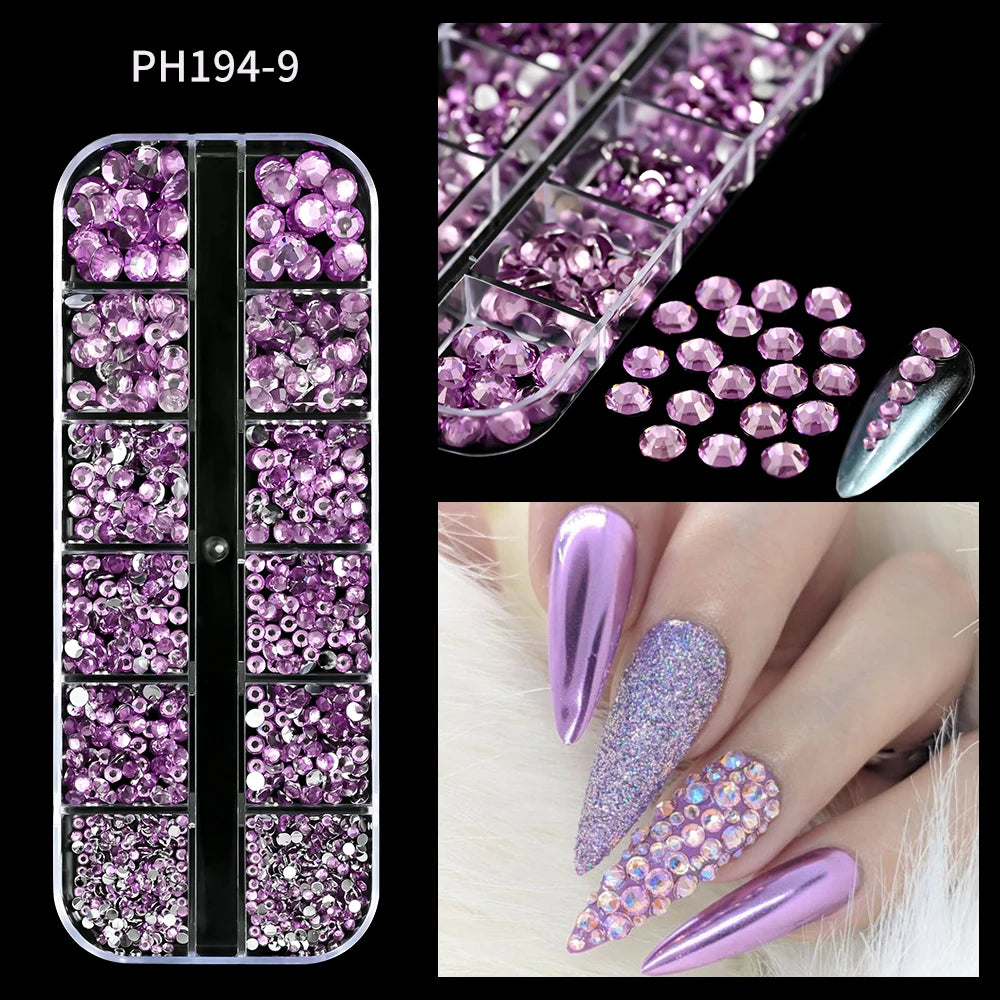 Crystal AB Rhinestone Nail Art Kit 12 Grid