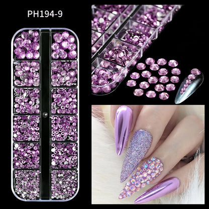 Crystal AB Rhinestone Nail Art Kit 12 Grid