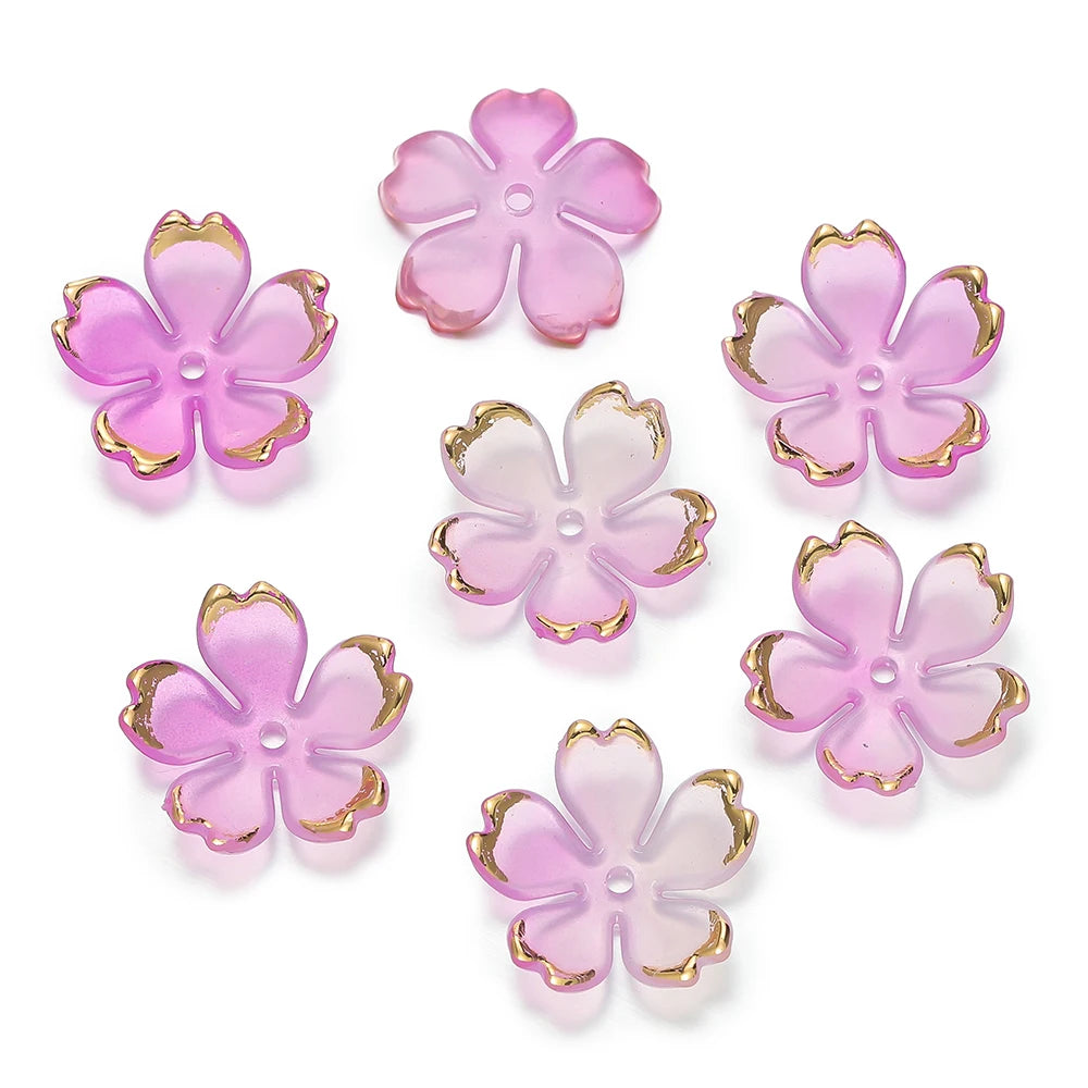 Cherry Blossom Acrylic Beads 50pc