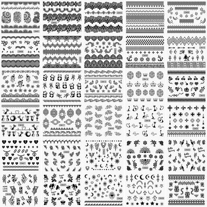 30pcs/Set Black Lace Nail Stickers Sexy Kitten Penguin Cute Animals Nail Art Stickers 6.3*5.3 Cm DIY Wedding Nail Decoration