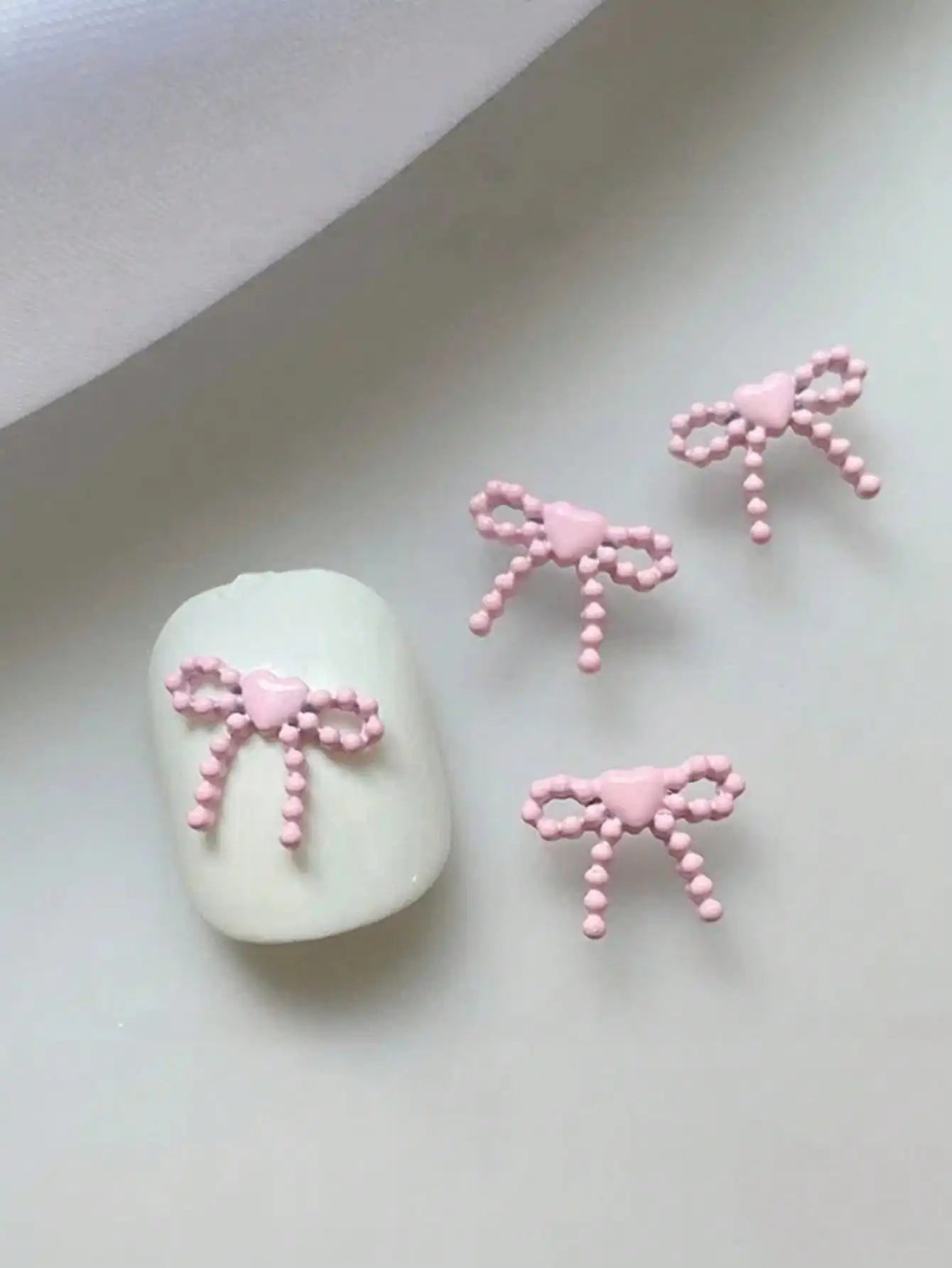 3D Bow Heart Nail Charms 10pc