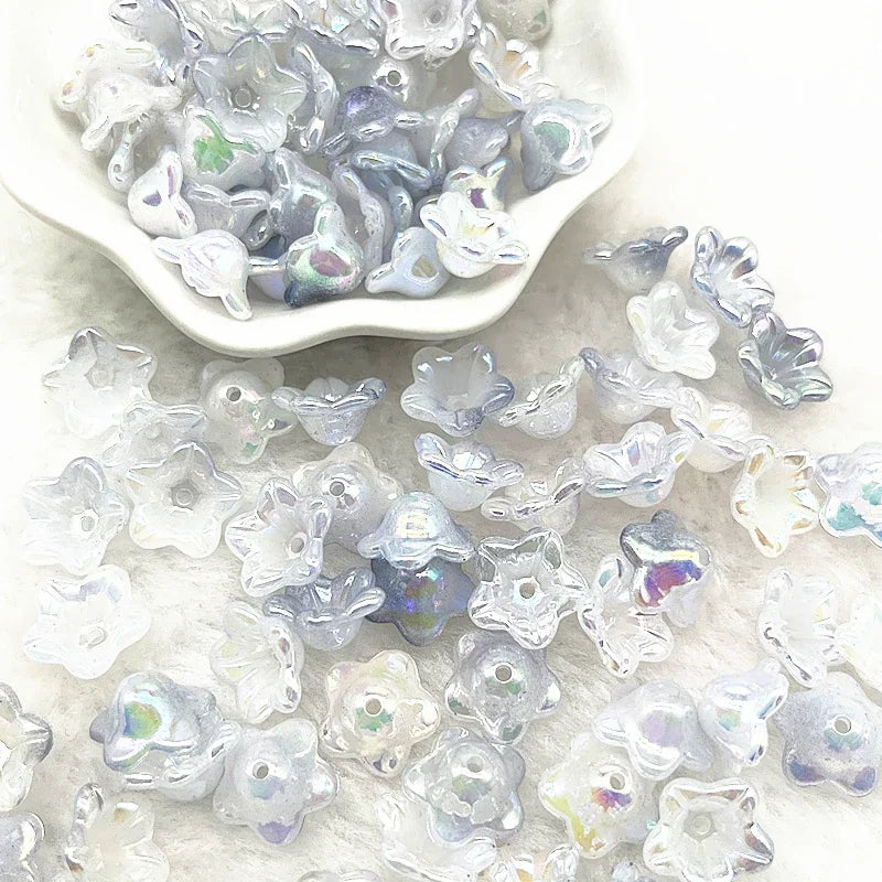 Gradient Bellflower Acrylic Bead Caps 50pc