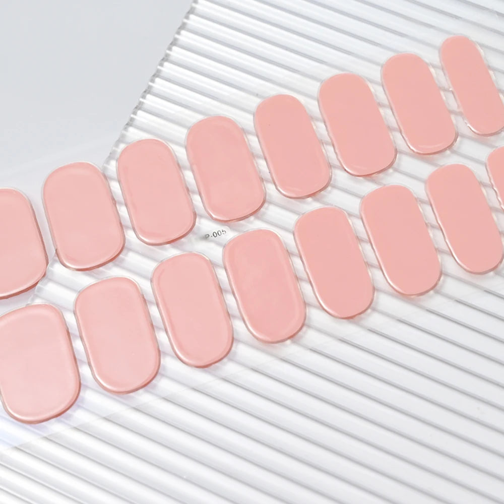 16Tips Semi-cured Gel Nail Stickers Red/Wine Red Nails Gel slider UV lamp Cured Extended Nails DIY Women Nails Decal Decor Gifts