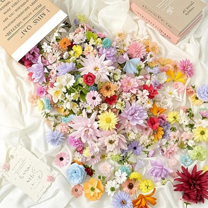 20/52Pcs Random Mix Artificial Flowers Silk Fake Flowers for Home Room Decor DIY Craft Gifts Accessories Bride Wedding Decor