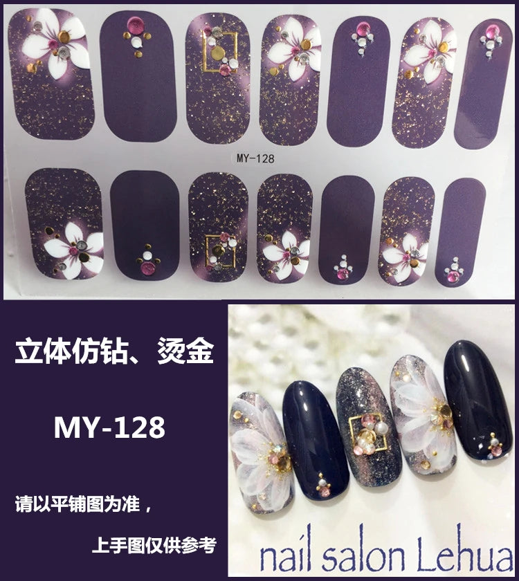 59 Style of Nail Stickers 1Sheet Rhinestones Fashion Nail Wraps Self Adhesive Manicure Decoracion DIY Full Cover Nail Sticker#5-