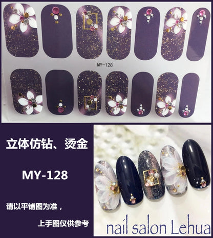 59 Style of Nail Stickers 1Sheet Rhinestones Fashion Nail Wraps Self Adhesive Manicure Decoracion DIY Full Cover Nail Sticker#5-
