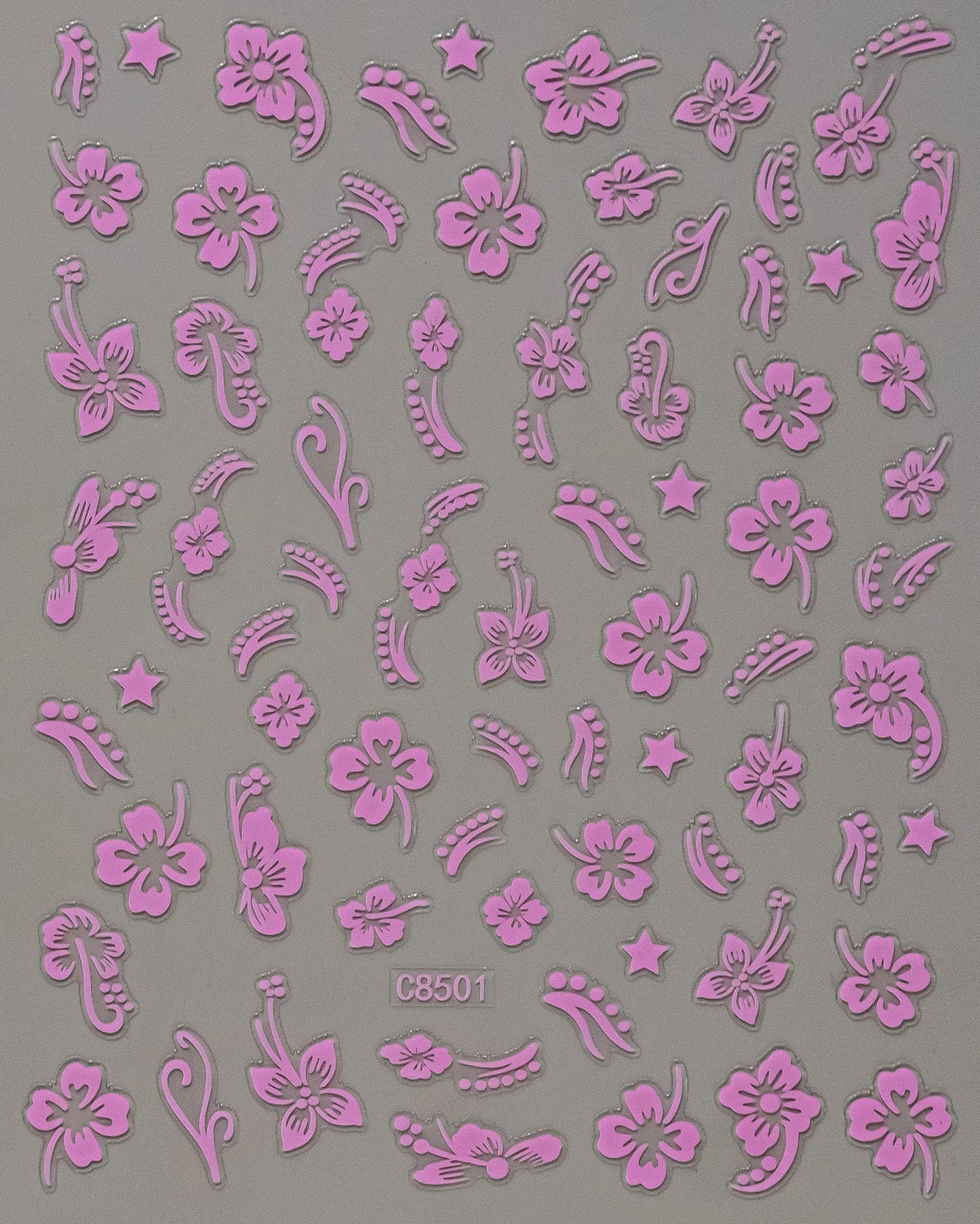 5D Hibiscus Flower Nail Embossed Sticker Acrylic Pink White Gold Petal Leaf Adhesive Decal Butterfly Dragon Floral Elegant Decor