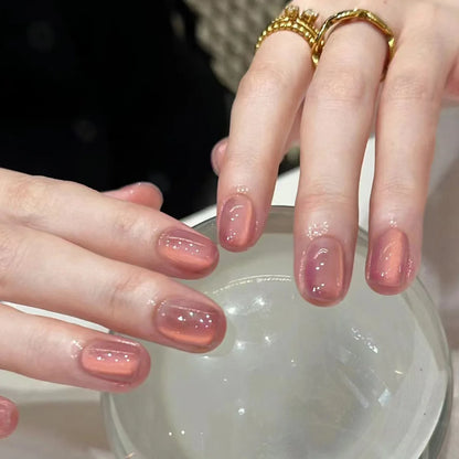 Pink Gradient Oval Press-On Nails