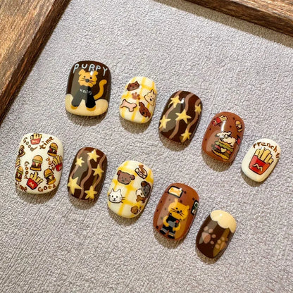 Cartoon Bean Nails Fall Winter 30pc