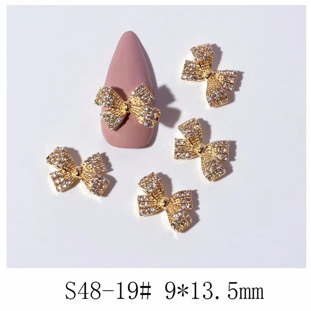 Crystal Bow Butterfly Pearl Nail Charms