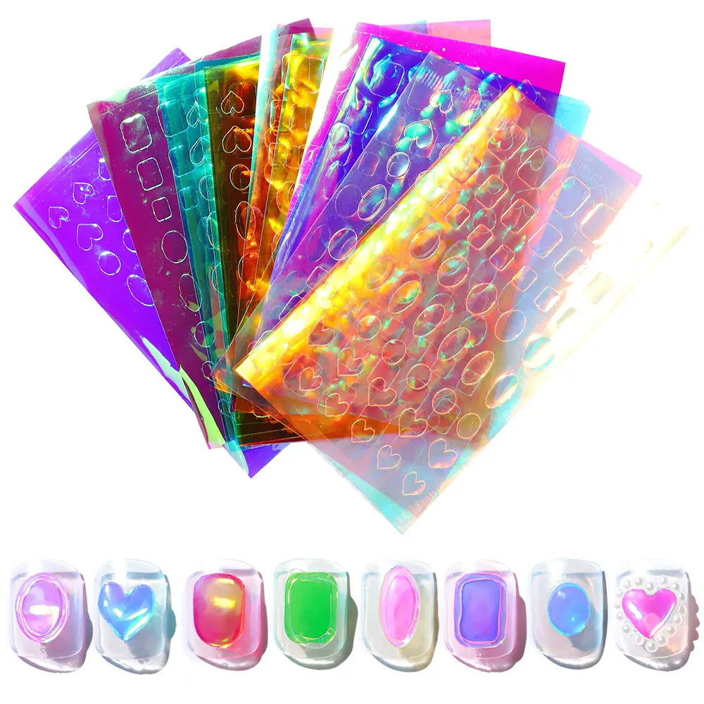 Aurora Glass Ice Cube Nail Foil Stickers 11pc