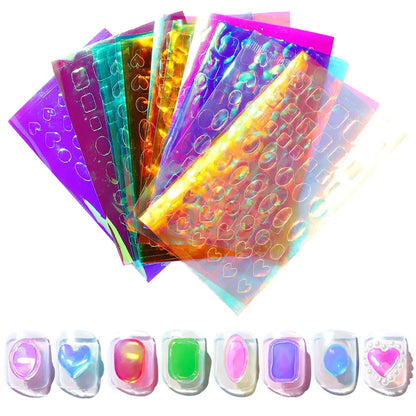 Aurora Glass Ice Cube Nail Foil Stickers 11pc