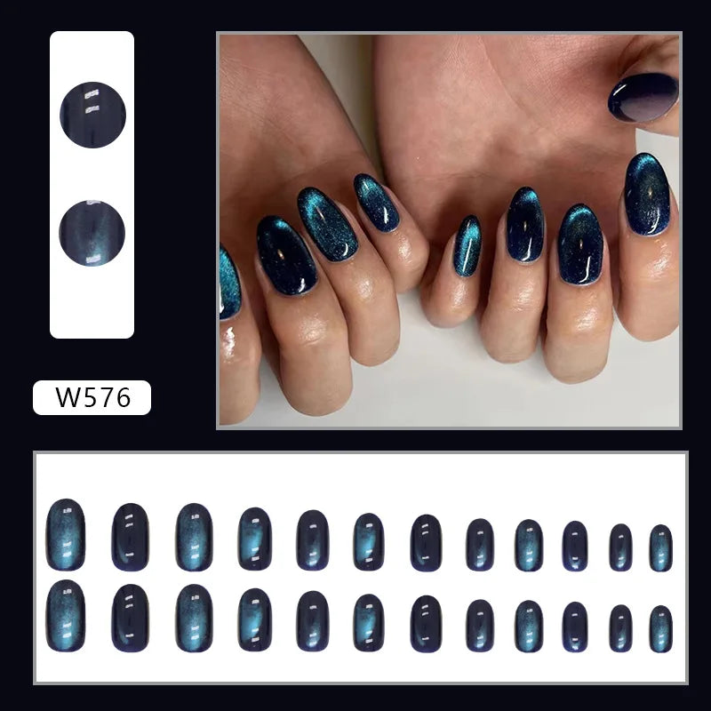Blue Gradient Cat Eye Press-On Nails