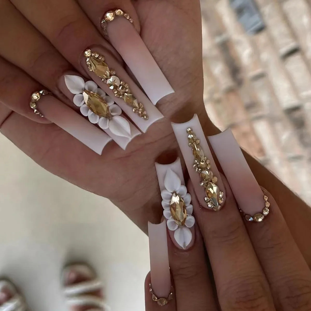 Leopard Cherry Rhinestone Press-On Nails
