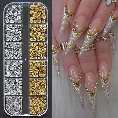 Crystal AB Rhinestone Nail Art Kit 12 Grid