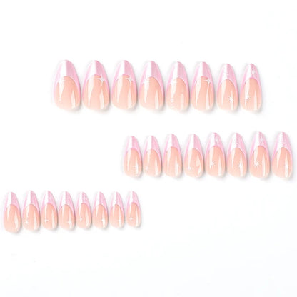 Rose Pink Glitter Almond Nails