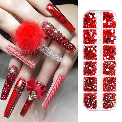 Crystal AB Rhinestone Nail Art Kit 12 Grid