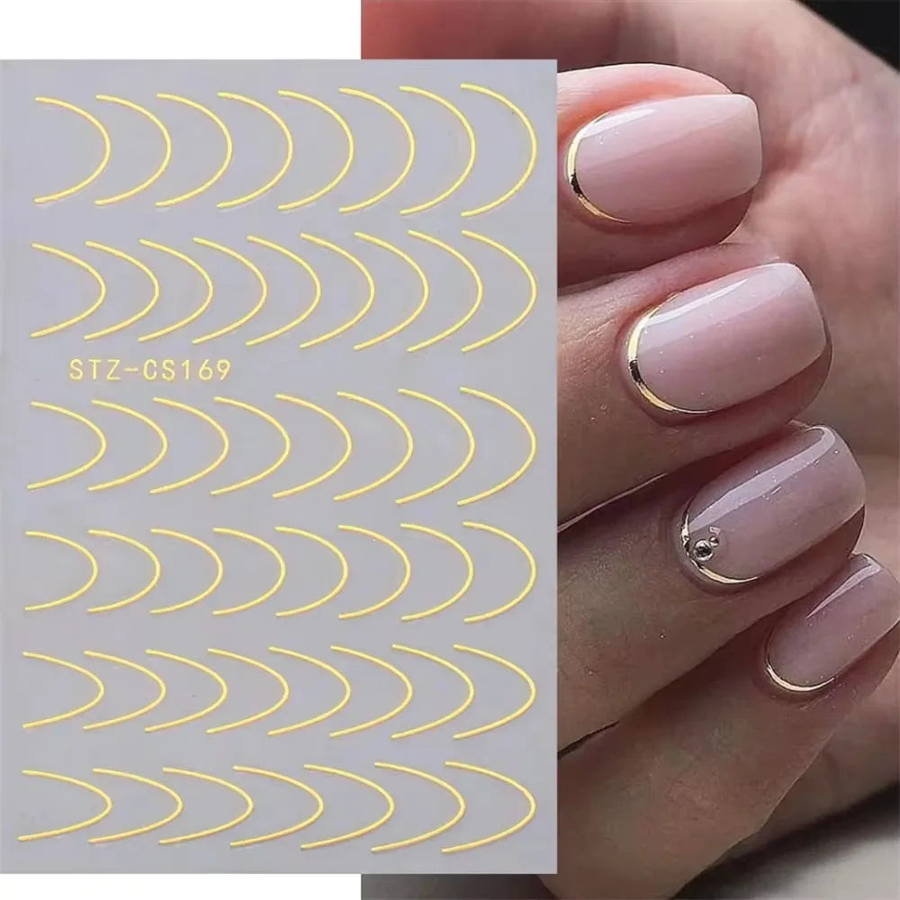 3D French Nail Stickers 1pcs French Romance Fashion Nail Accessories Metal Line Nail Stickers Nail Art Stickers Nail Stickers