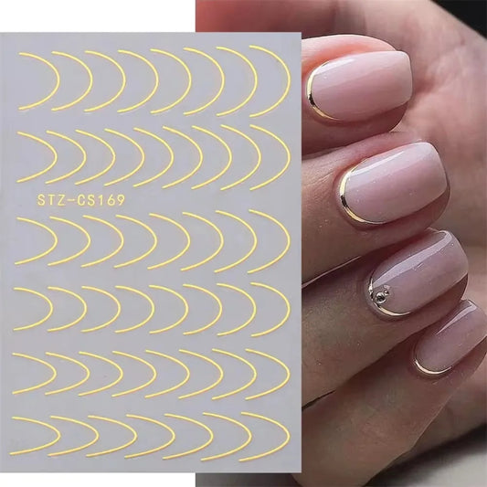 3D French Nail Stickers 1pcs French Romance Fashion Nail Accessories Metal Line Nail Stickers Nail Art Stickers Nail Stickers