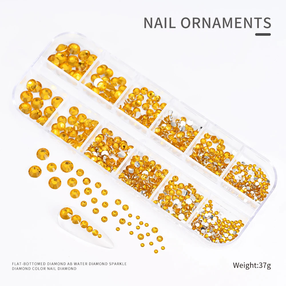 Crystal AB Rhinestone Nail Art Kit 12 Grid